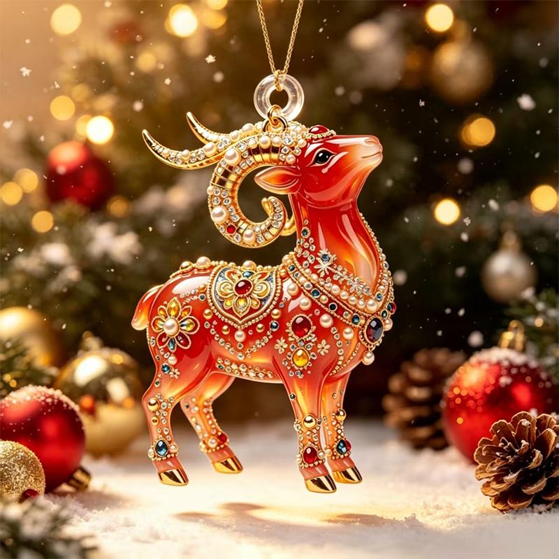 Christmas Hanging Sheep Ornament Cute Flat Acrylic Lamb Pendant Suitable for Xmas Tree Office Holiday Decor