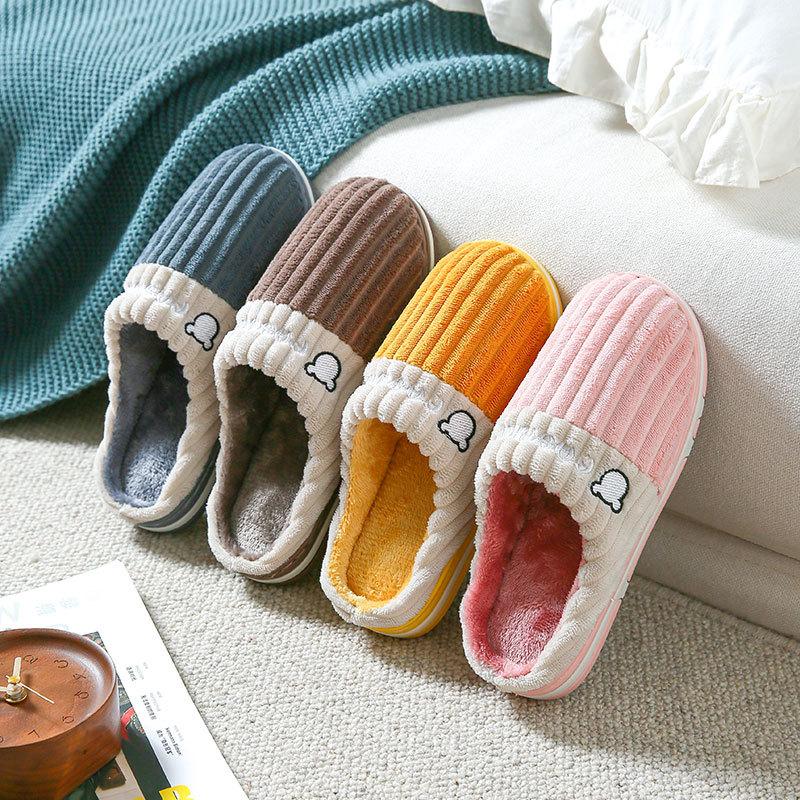 Cotton slippers couple spring and autumn winter home use indoor non-slip home ladies warm winter plush men
