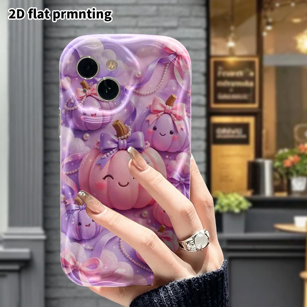 Phone Case: 2D flat design suitable for iPhone 18 17 16 15 14 13 Pro protective case, bow pumpkin, Christmas and Halloween, perfect holiday gift