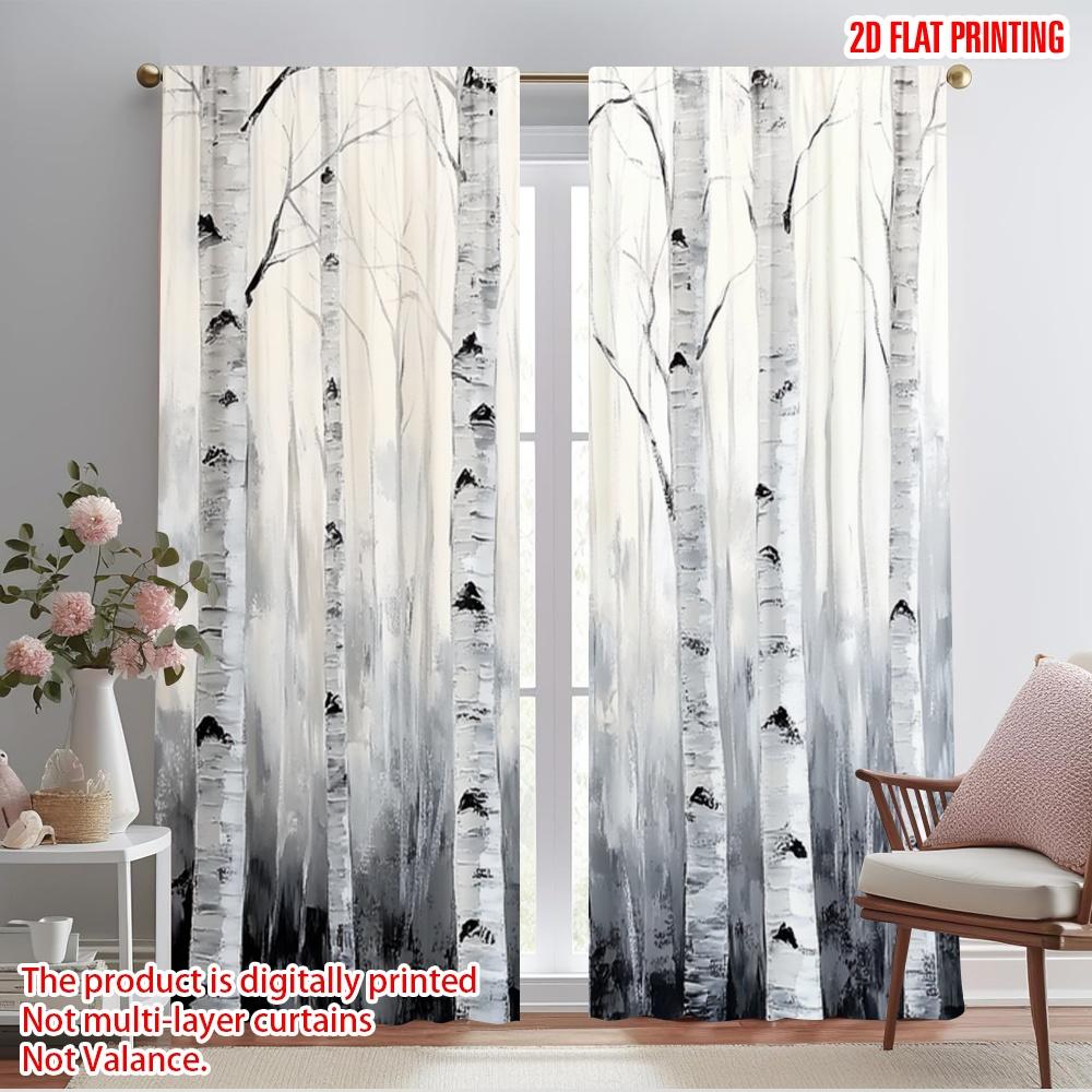 

2 шт., 2D печать на плоскости Оконная штора Березовая безмятежность Универсальная полиэстеровая ткань (без удилища) Украшения Наружные Идеал для 52.50×116.00 CM 2pcs