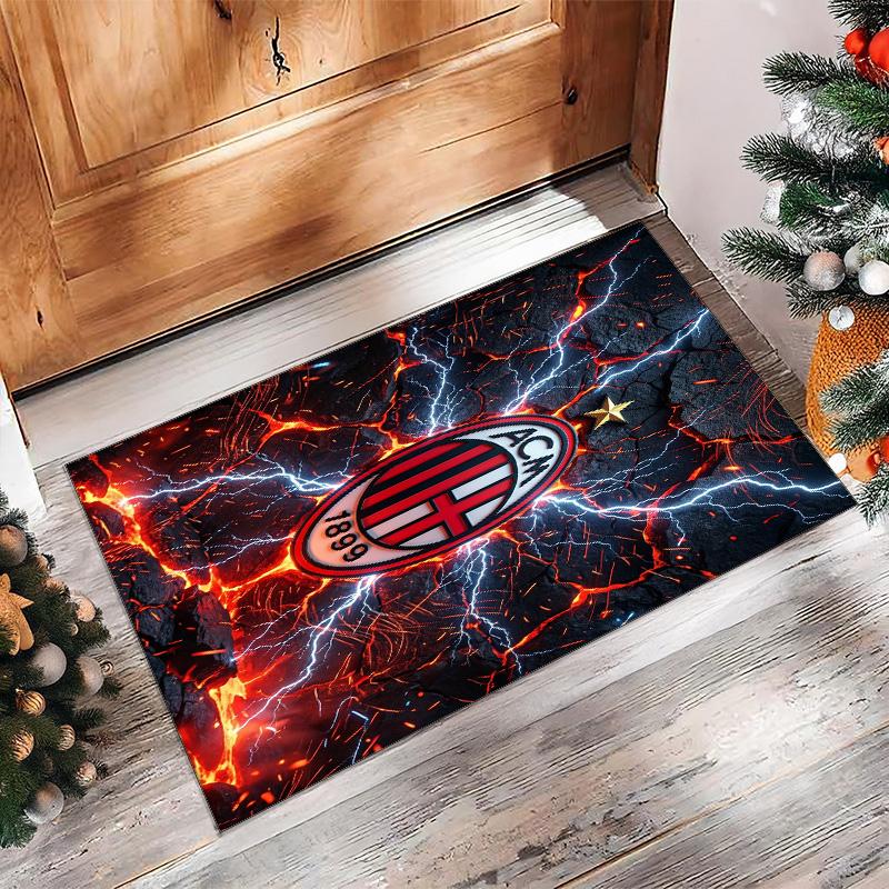 AC Milan Printed Flannel Area Rug Non Slip Soft Polyester Floor Carpet Indoor Decor Mat for Bedroom Living Room Sofa Game Room Home Decoration
