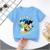New Mickey Minnie childrens pure cotton shortsleeved boys sports shirt girls casual top with cartoon print summer Tshirt