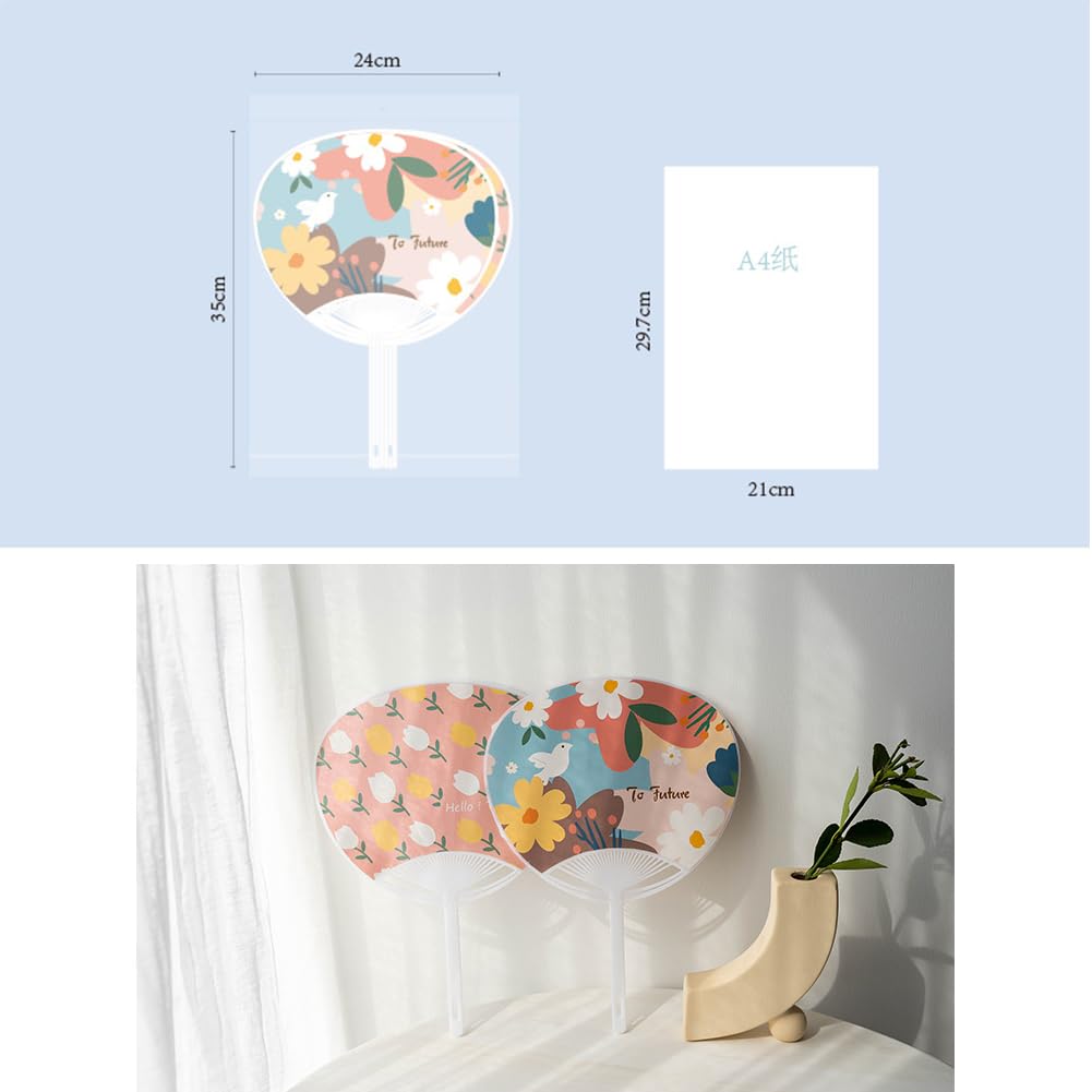 MinniLove Iuchi Uchi Cute 4 Extra Cool and Perfect for Sports Fireworks and Parties of 4 Floral Fans, Designs, Types, Large, Lightweight, Summer,