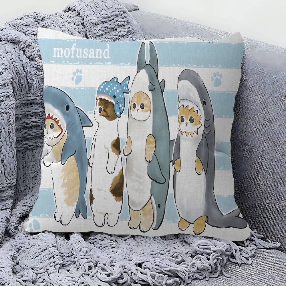 Funny Cat Mofusand Anime Cushion Cover Pillowcase Upholstery Sofa Throw Pillow Home Decor Pillowcas