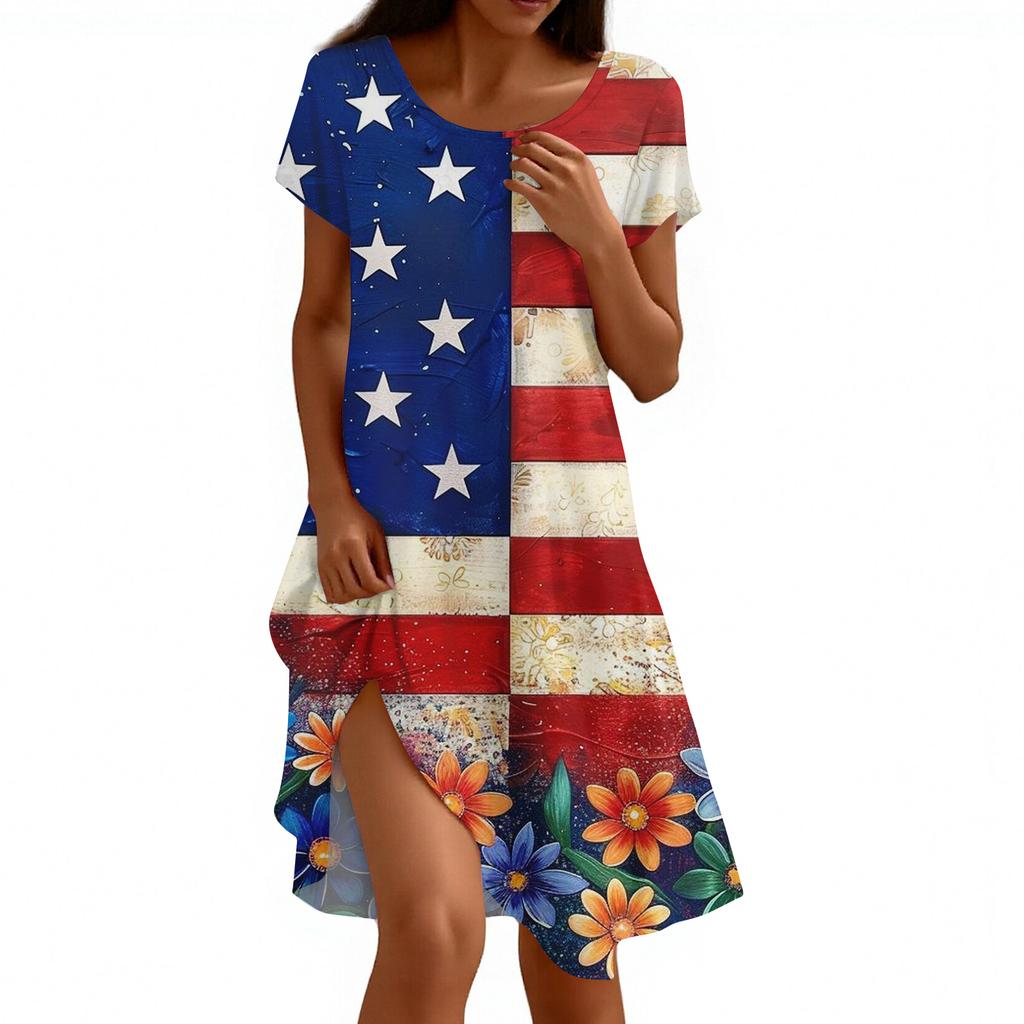 Women's Fashionable Casual Independence Day Print Dress