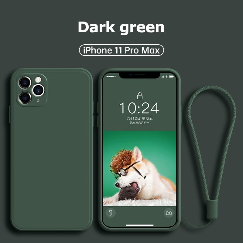 

With Wrist Lanyard Strap Liquid Silicone Phone Case For iPhone 16 15 13 14 Pro Max 12 11 XR X XS 8 Plus Camera Protection Cover For iPhone X or XS&Case & Strap