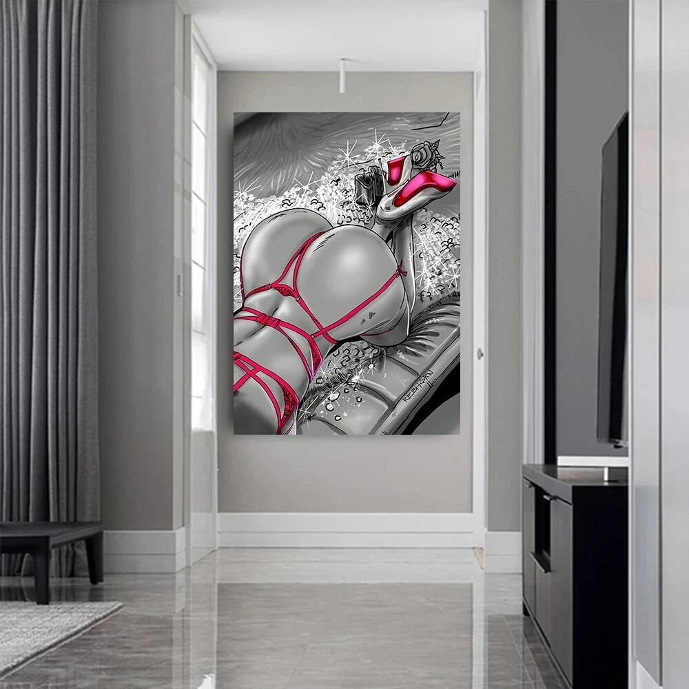 Canvas Wall Art Abstract Sexy Women Canvas Painting Canvas Wall Art Wall Mural for Live Room Frameless