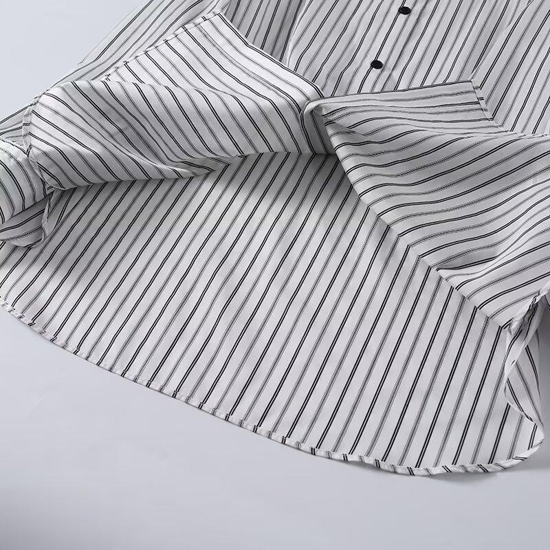 European and American style, new women's clothing, foreign style, high intelligence, light and familiar commuter style, stand-up collar striped shirt