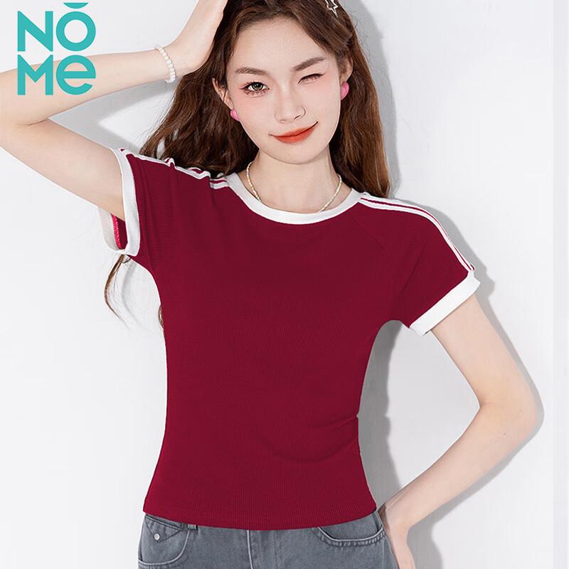 NOME Women's Striped Slim Fit Short Sleeve T-Shirt