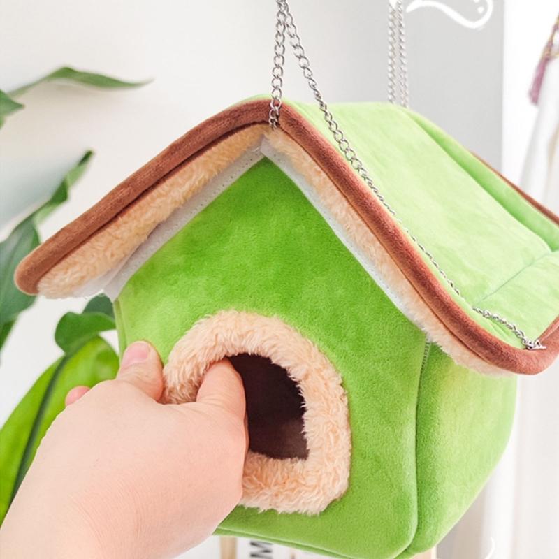 Hanging Bird Nest Warm Plush Shelter Safe Mount Multiple Color For Parrots Easyly Maintenance