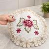 Embroidered Flower Placemat, Round Floral Coaster Placemat, Heat Resistant Table Protector Mat for Dining Table Cup Vase Wedding Party Decoration