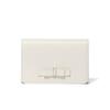 Jill Stuart Misty Business Card Holder with Grosgrain Ribbon, Vintage Style, Slim Fit, White, JSLW4CM1