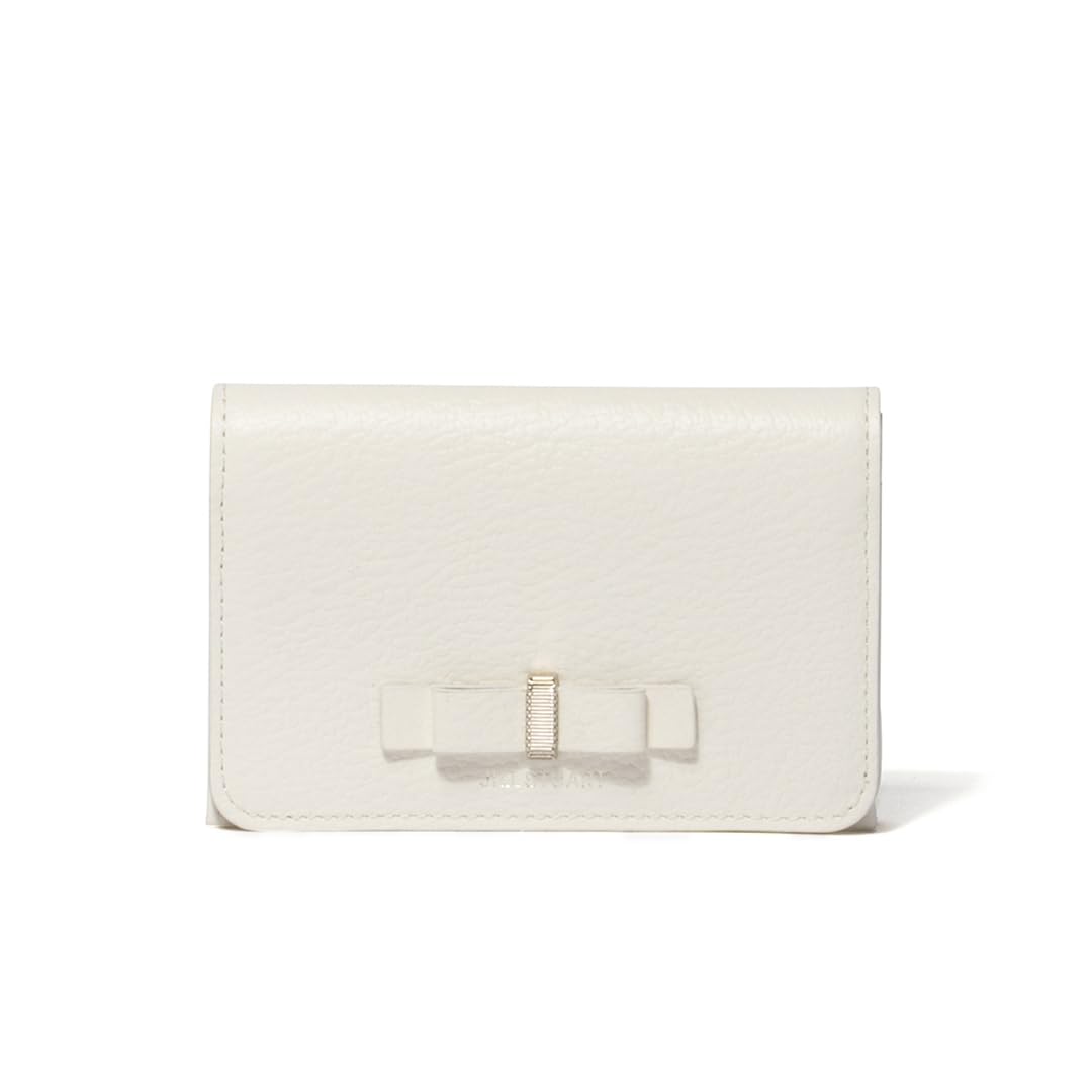 

Jill Stuart Misty Business Card Holder with Grosgrain Ribbon, Vintage Style, Slim Fit, White, JSLW4CM1