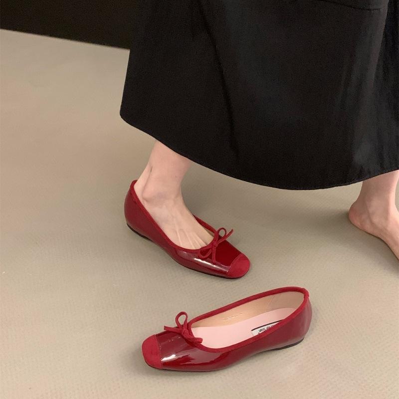 Inner Height Increase French Small Red Single Shoes Women's Shoes Spring and Autumn 2025 Summer Bow Ballet Gentle Evening Shoes
