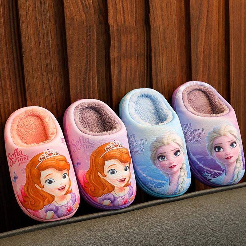 Frosne Sofia Elsa Prinsesse Bomullstøfler Jente Foreldre-barn Varme Sko Baby
