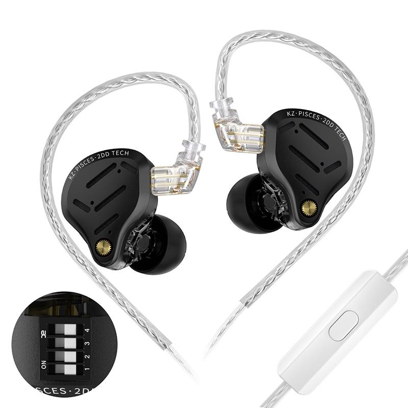 KZ Pisces 2DD Dynamic Drive Earphones Adjustable Earbuds HIFI In Ear Wired Gaming Earphones 2PIN 3.5MM Type-c Plug Cable