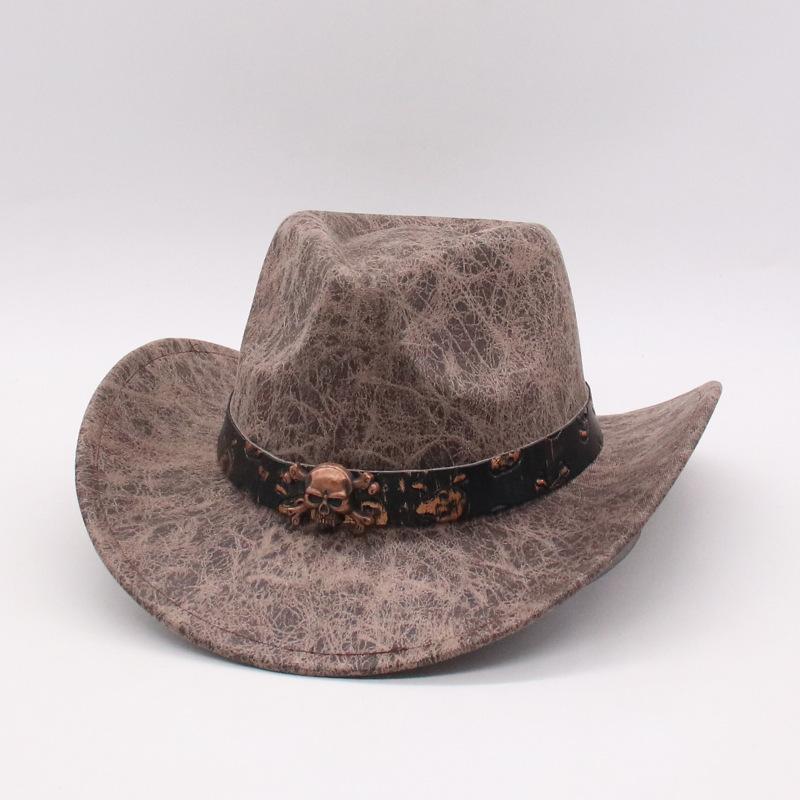 Halloween Skull Accessories Western Cowboy Hat Outdoor Mountaineering Sun Hat Wedge Wool Hat Overseas Curled Cowboy Hat