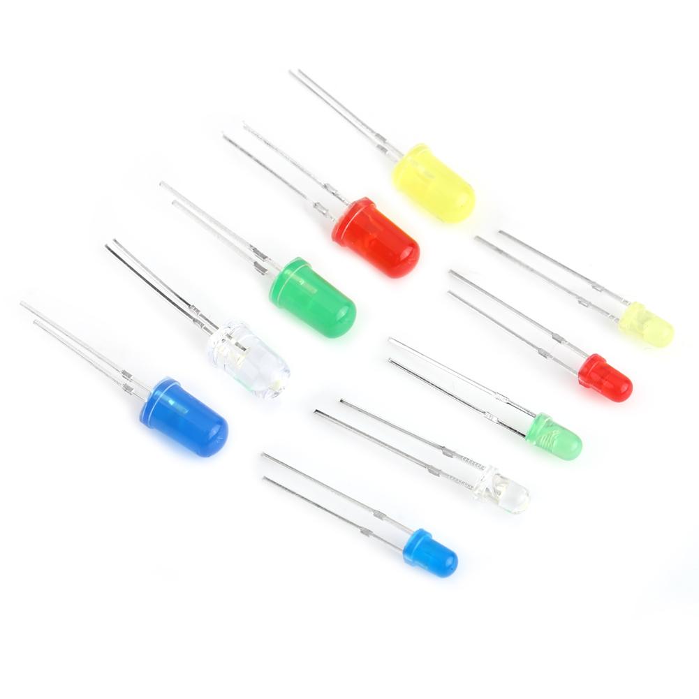300pcs 3mm 5mm LED Light White Yellow Red Blue Green Assortment Diodes Kit