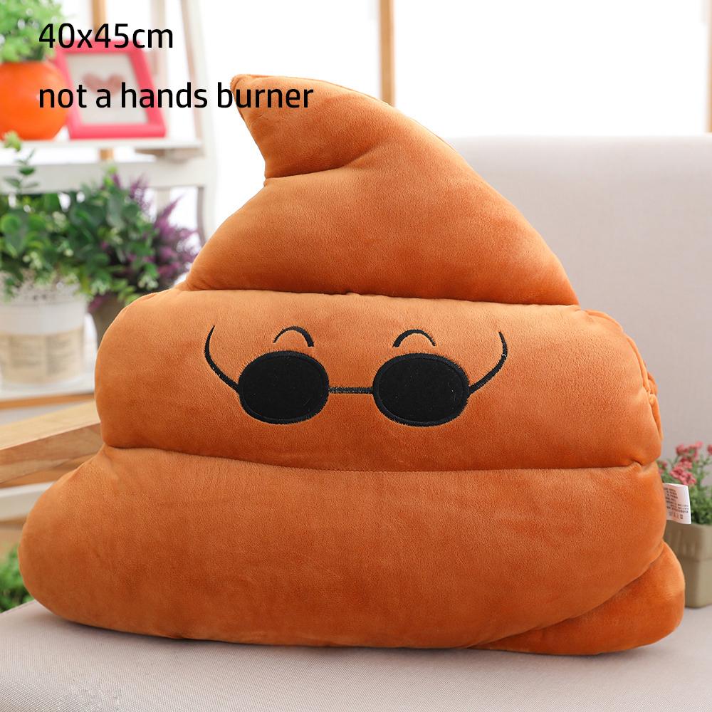 45Cm Cartoon Poop Shit Plush Pillow Stuffed Funny Brown Seat Cushion Hands Burner With Holes Sofa Chair Decor Men Gift