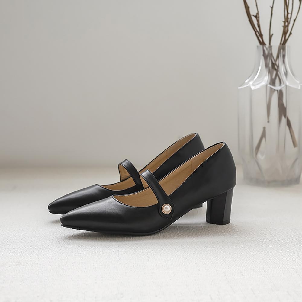 Beige Women Pumps Pointed Toe Med Heels Office Shoes Small Big Plus Size 30 48
