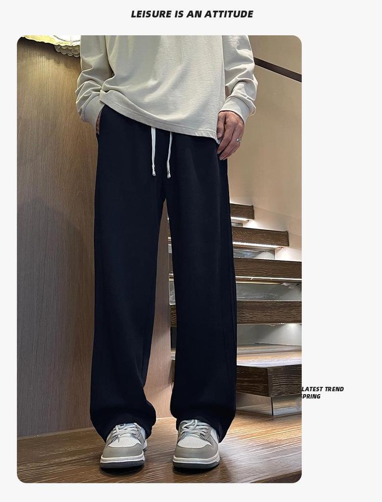 2024 Boys' Knitted Plus Velvet Wide-Leg Trousers - Trendy Straight-Leg Pants for Kids