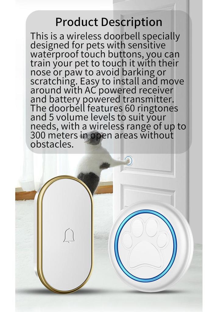 Campanello per Animali Domestici: Pulsante Tattile Wireless per Gatti e Cani