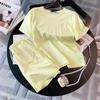 2025 Summer Yellow Peach Heart Embroidered Slit Shorts & Top Women's Leisure Sports Set