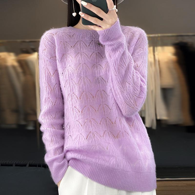 Un Nuovo Maglione da Donna Lavorato a Maglia Autunnale e Invernale con Scollo Rotondo, Maniche Lunghe, Casual, Semplice e Largo come Strato Base
