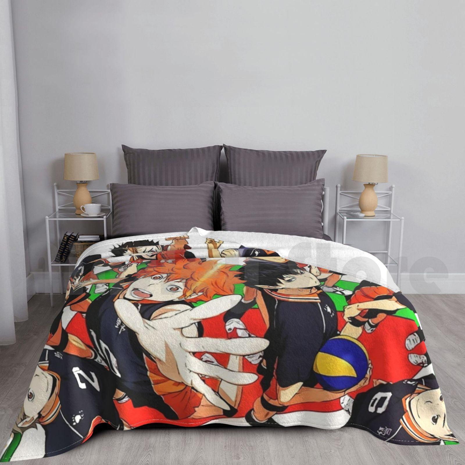 Captains Blanket For Sofa Bed Travel Ushijima Oikawa Daichi Handsome Terushima Kuroo Kenma Kids Anime Size: 75*100cm, Weight: 230 GSM