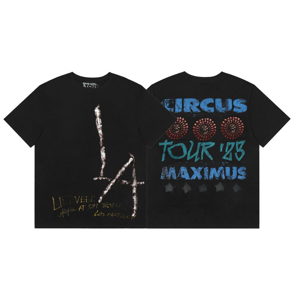 24S grenzüberschreitende Trendmarke Travis Scott Utopia Joint-Album geometrisches Graffiti kurzärmeliges T-Shirt Herren und Damen halblang