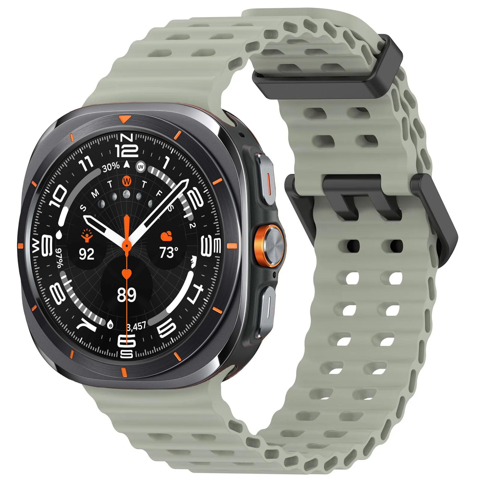 

Оригинальный ремешок для Samsung Galaxy Watch Ultra 47 мм, аксессуары, дышащий силиконовый браслет, ремешок Galaxy Watch 7 Ultra Galaxy watch Ultra светло-зеленый