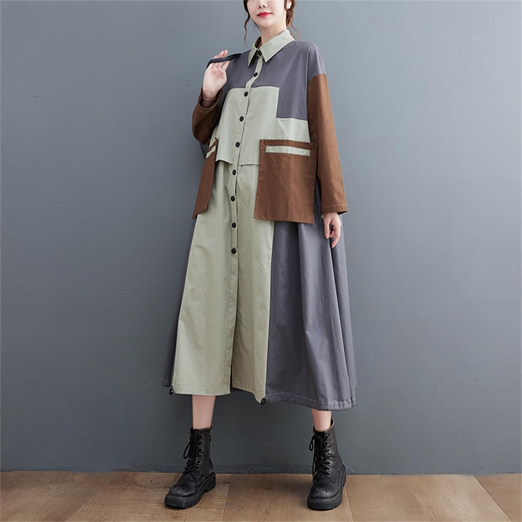 Mouhoukyo Shirt Long Midi Trench Coat Contrasting Everyday 2 Colors A In the One Size Fits Women's Dress, Sleeve, Length, Style, Figure-Flattering,