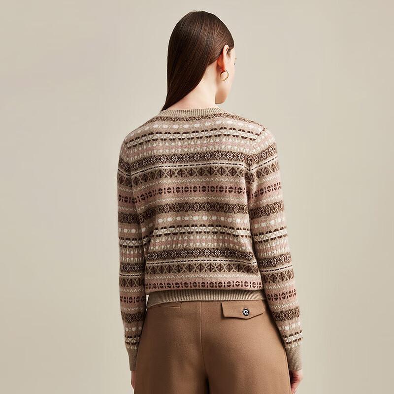 Zhaojun Women's Retro Jacquard Pure Cashmere Sweater