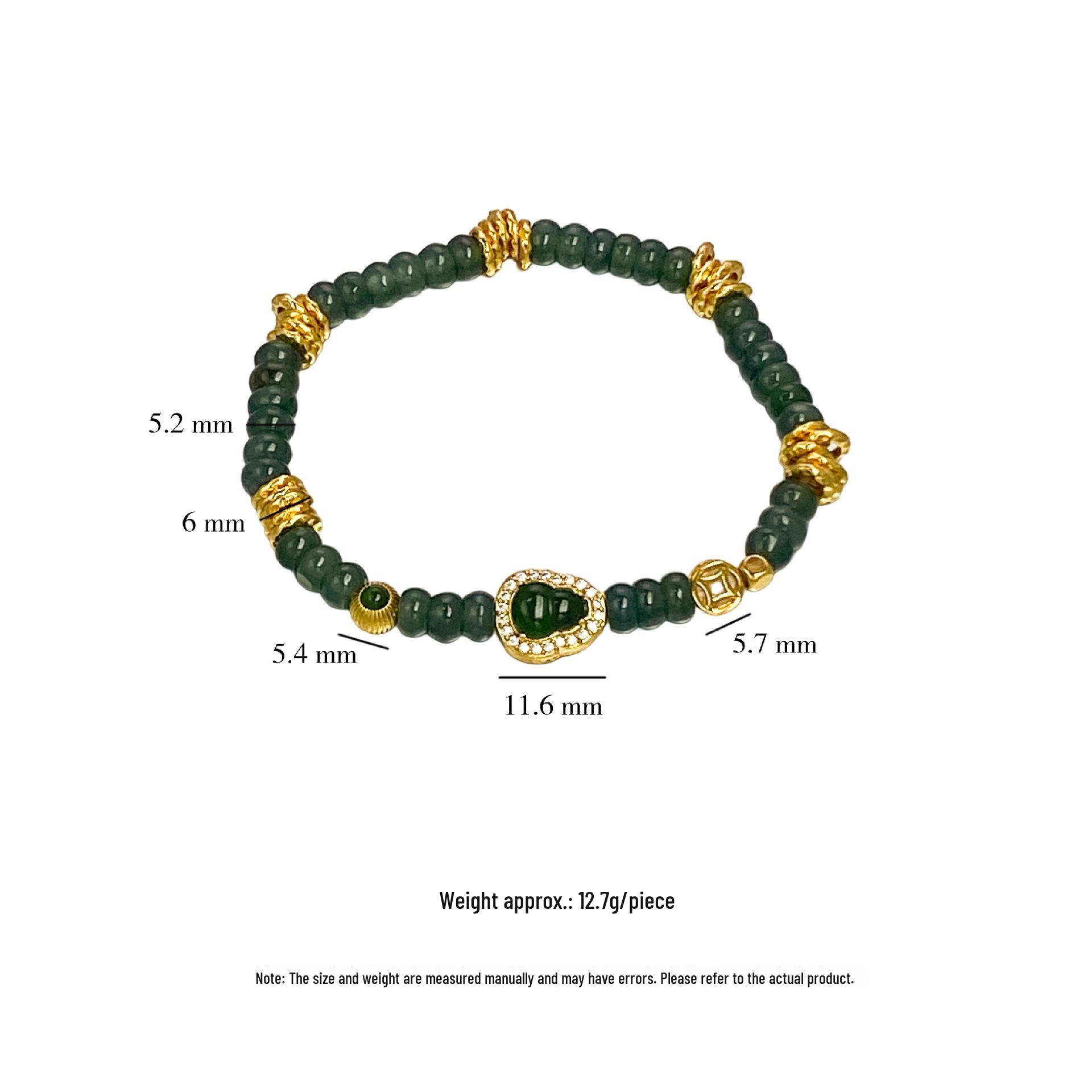 Women s Jade Gourd Bracelet: Elegant Chinese Style with Beaded Coin Design Natural Stone