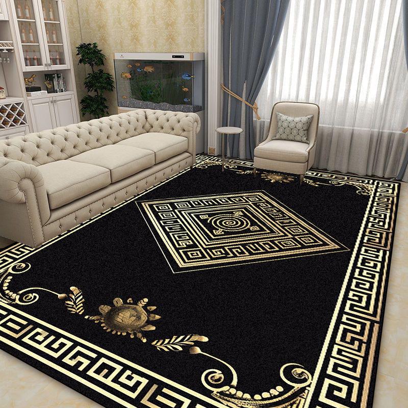 Luxurious Large Area Carpet Living Room Black Gold Decoration Sofa Area Non-slip Floor Mat Home Bedroom Cloakroom Rugs 200x400cm