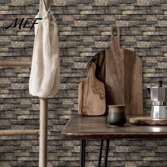Oil-proof Bathroom Wall Decor 6Pcs Vintage Faux Stone Self?Adhesive Tiles, Waterproof Oil?Proof Backsplash Decorative PVC Film for Kitchen