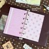 Æstetisk 6-huls ringbind påfyldningspapir 60 ark 6 designs M5 løse ark planlæggerindsats Pink Brun Journal sider