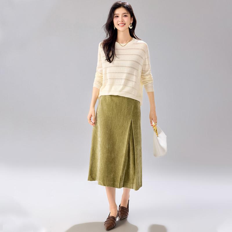 Women's Hollow Striped Knitted Wool Sweater