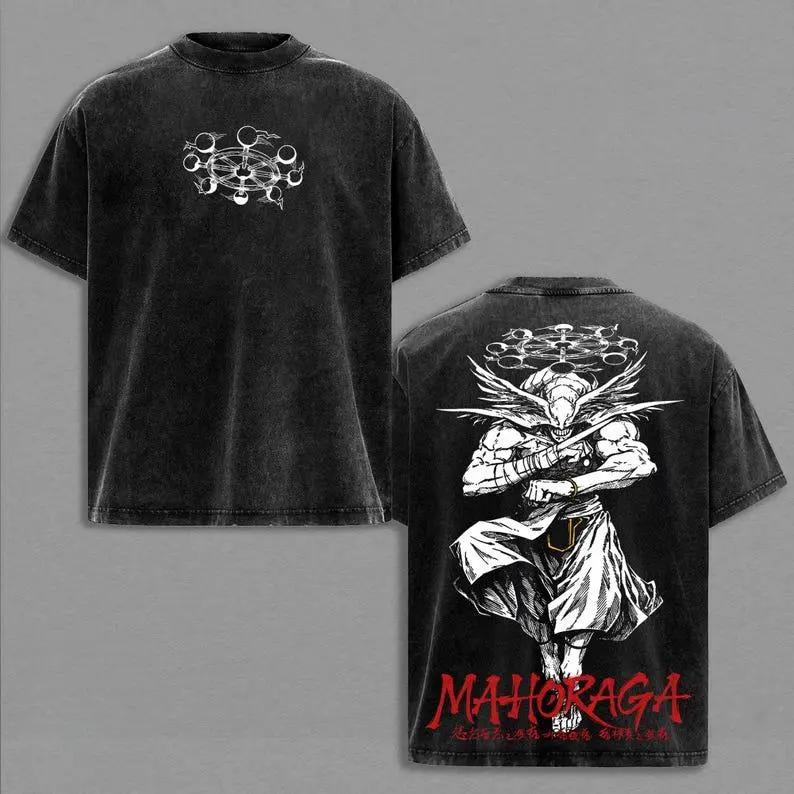 

Hot Anime Jujutsu Kaisen T-shirt Men Women Clothing Makora Washed Oversized T Shirt Summer Short Sleeve 100% Cotton Tee Tops XXL чорний