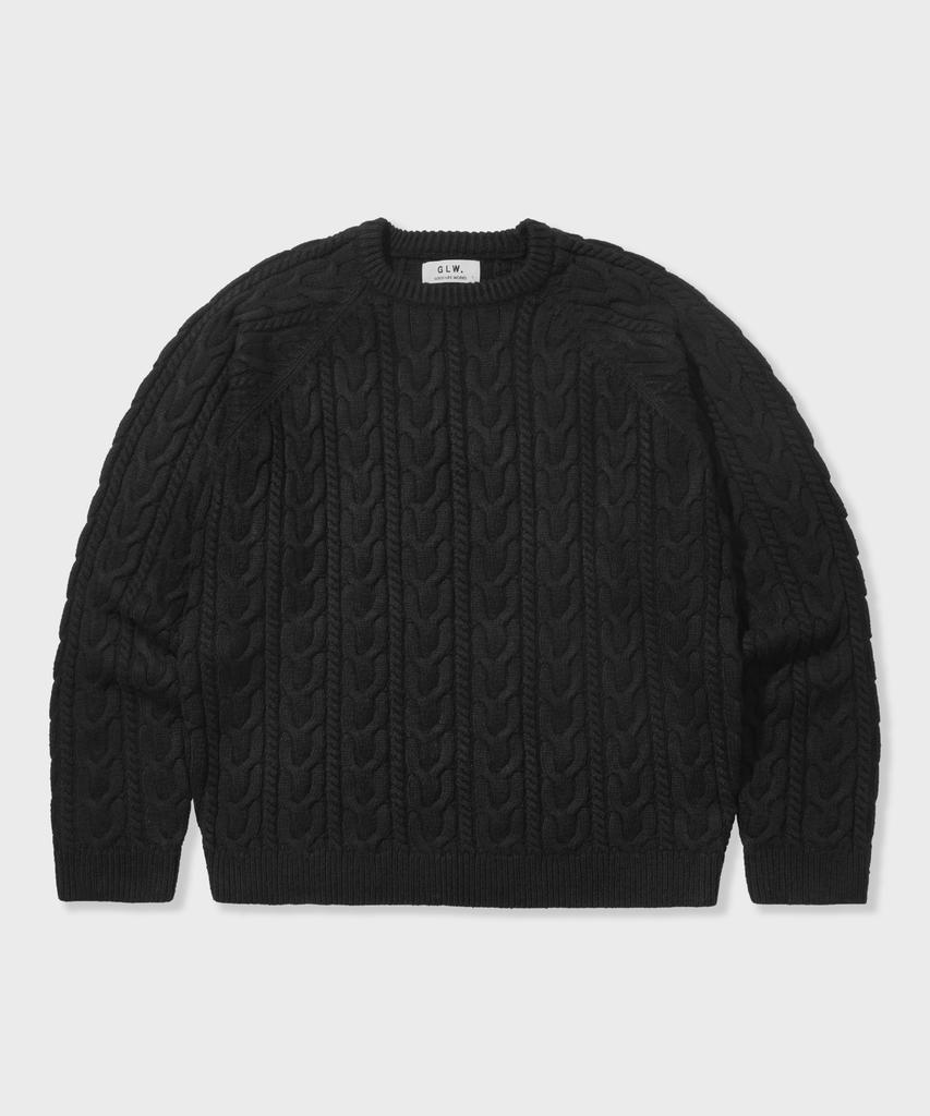 GLW Raglan Cable Knit Black