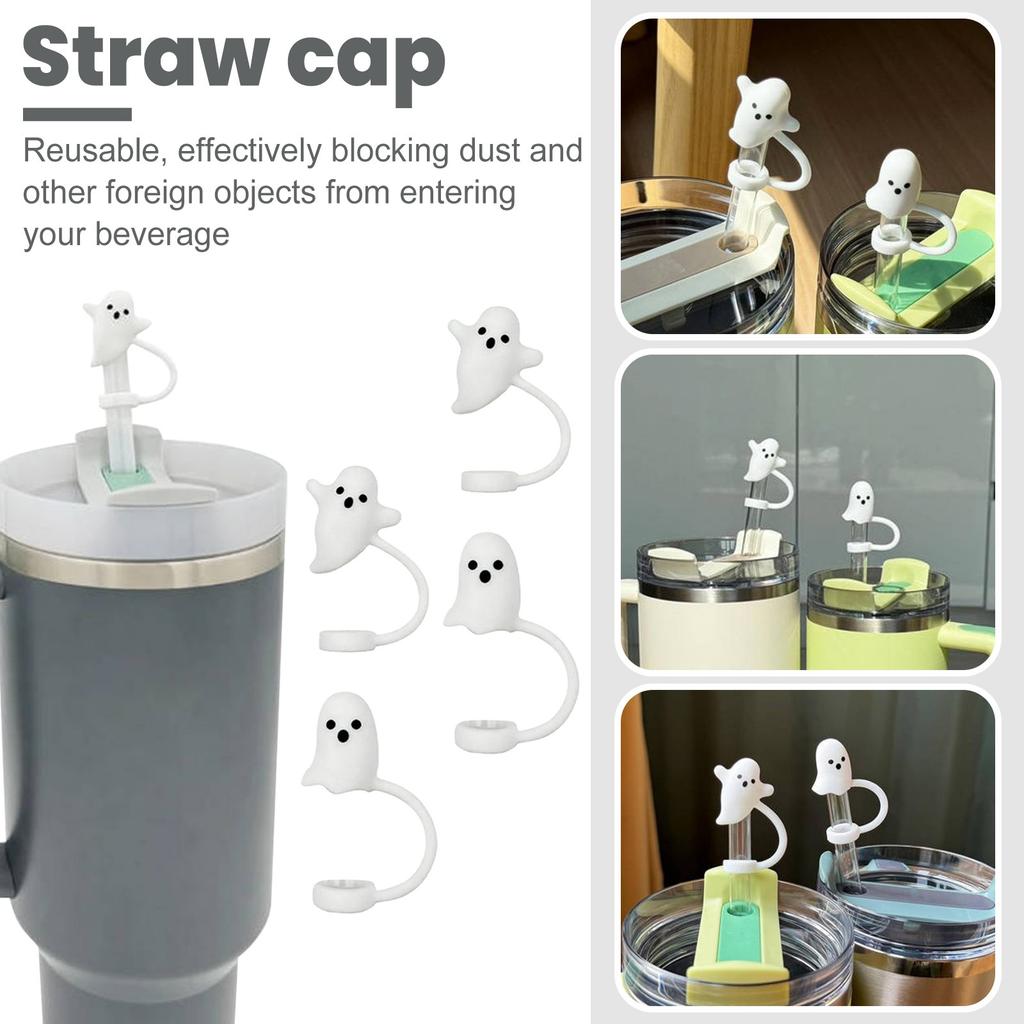 Roztomilé kloboučky na brčka kompatibilní s kelímky 30 40 uncí, 4 kusy silikonových opakovaně použitelných kloboučků na brčka, obsahuje 2 styly, vtipný doplněk na tumbler