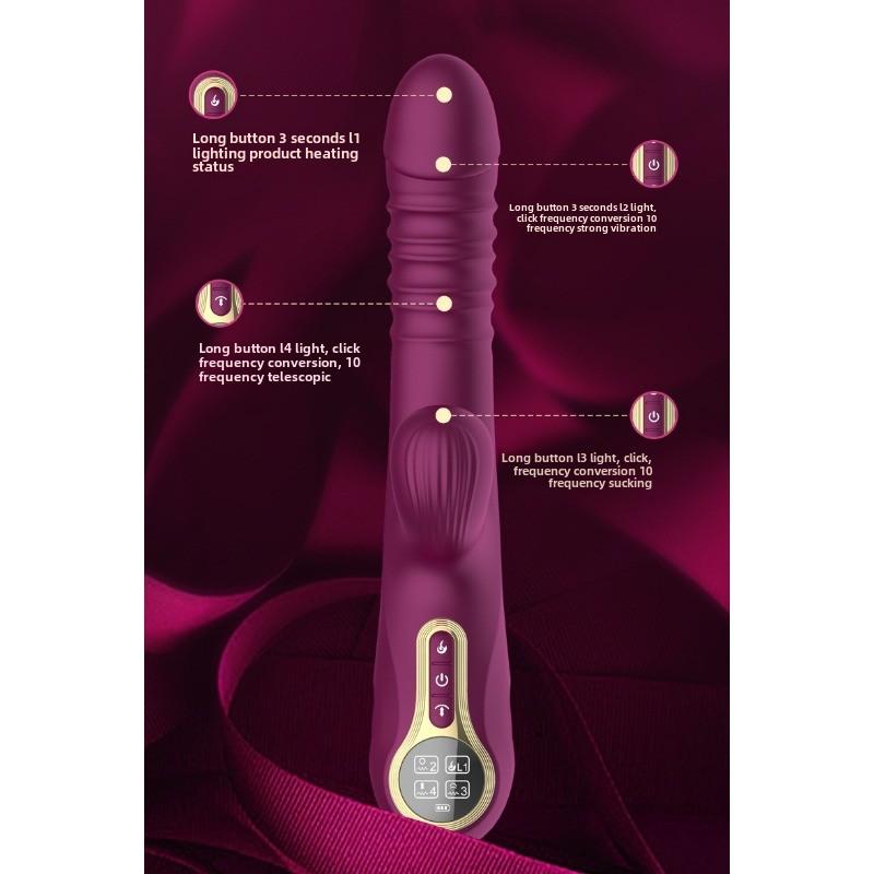 Multi-functional Telescopic Vibrator Intelligent Display Fast Piston Heating Sucking Tongue Licking Masturbator