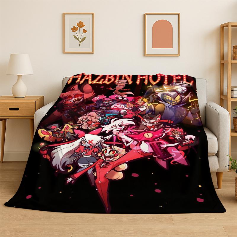 

3D Cartoon H-Hazbin Hotel Charlie Flannel Blanket Soft Warm Throw Blanket for Bedroom Living Room Bed Travel Camping Picnic 75x90cm