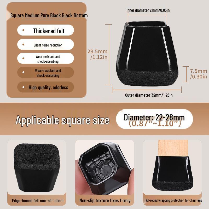 Reinforced Non-Slip Silent Chair and Table Leg Covers with Wear-Resistant Foot Pads