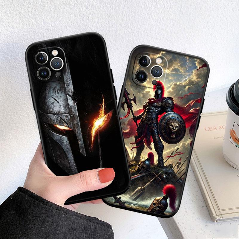 PP58 Spartan Warrior Soft Shell Phone Case for iPhone 16 15 14 13 12 Pro Max Plus Mini
