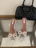 2025 Rhinestone Bow Transparent Crystal Root High Heel Sandals Fairy Bag Head Female Shoes Spot 35-40