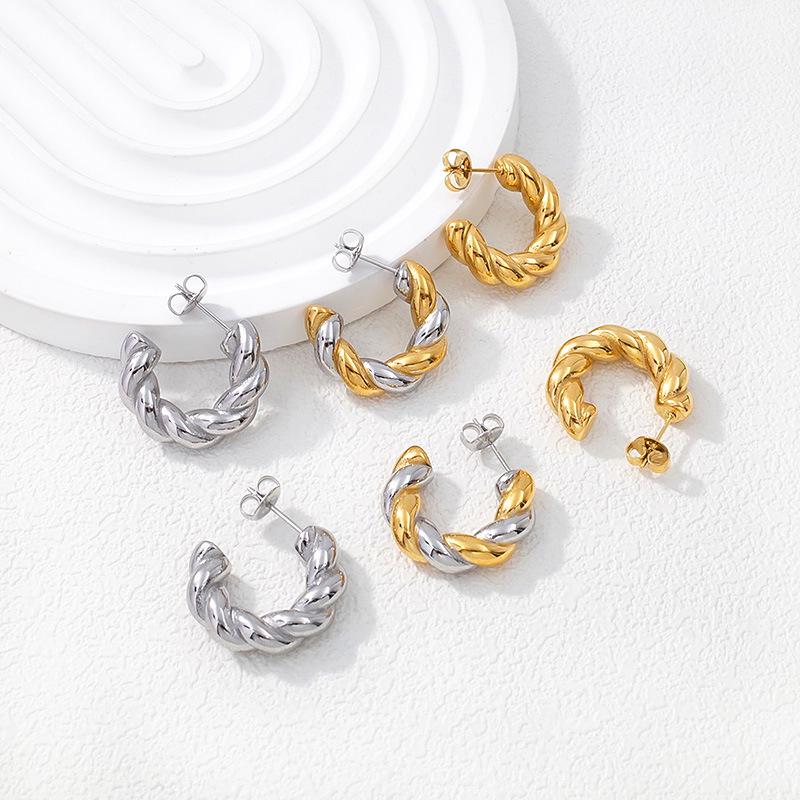 Gold-Plated Twist Spiral Earrings for Women - Luxurious and Versatile Fashion Hoops