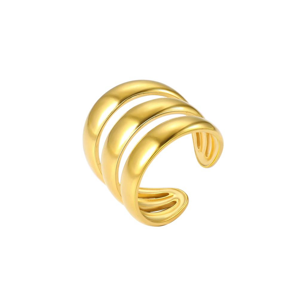 Open Titanium Steel Ring Women's Three-ring Plain Ring Fashion Hollow Couple Ring Hand Jewelry