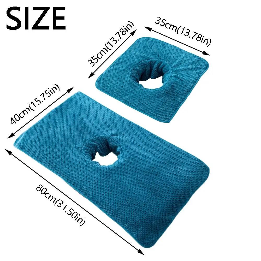 Thickened Massage Face Towel with Hole Breathable Beauty Salon Towel Solid Color Comfortable SPA Massage Towel