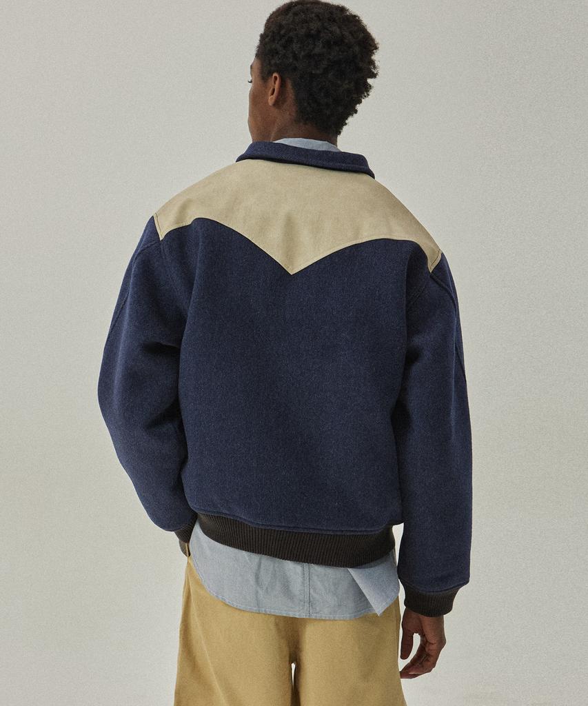 Magoodgan Varsity 5703 Western Wool Padded Navy Stadium Jacket